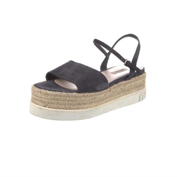 EUC Miu Miu Authentic Platform B&W Sandals w buckle strap - Picture 4 of 6